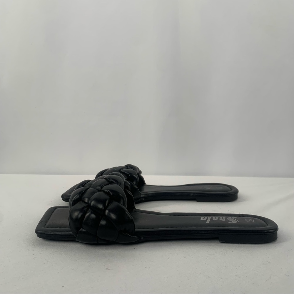 Sheln Faux Leather Braided Square Toe Sandals in Black Size 9 - Picture 5 of 8